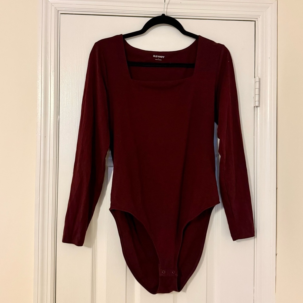 Old Navy Deep Red Long Sleeve Bodysuit